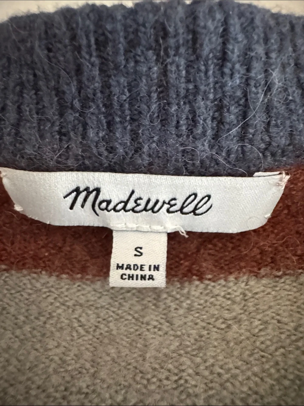 Madewell Striped Crewneck Sweater in Pink, Brown, Navy & Gray
